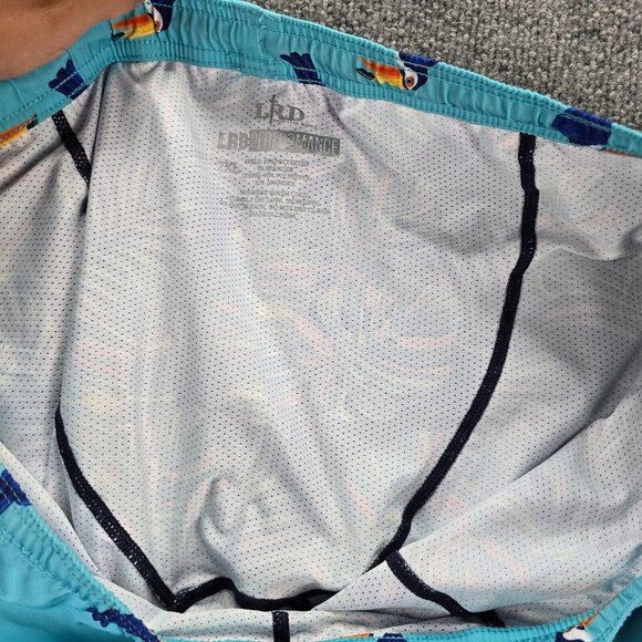 LRD Swim Trunk Shorts Mens 2XL Blue Toucan Print Swim Wear Mesh Lined Drawstring - Picture 6 of 8